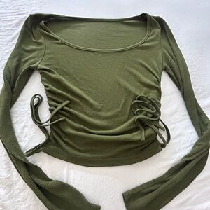 Olive Green Ribbed Long Sleeve Top